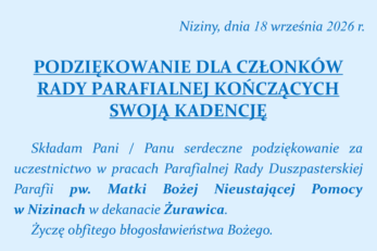 Podziękowanie dla członków Rady Parafialnej kończących swoją kadencję oraz wręczenie nominacji dla nowych członków Rady