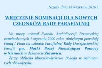 Podziękowanie dla członków Rady Parafialnej kończących swoją kadencję oraz wręczenie nominacji dla nowych członków Rady